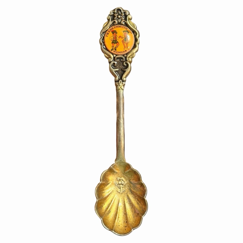 Vintage Frankenmuth Michigan Souvenir Spoon Silverplated Cameo Perfection Shell